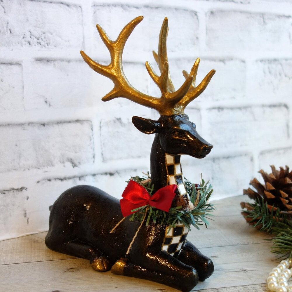 Checked Reindeer Buffalo Checked Ornament Checked Stag Checked Mantle Decor